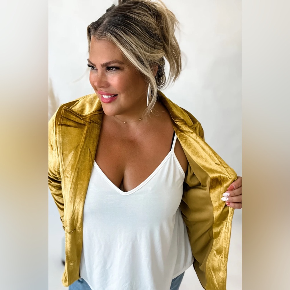 Mustard Gold Velvet blazer NWT